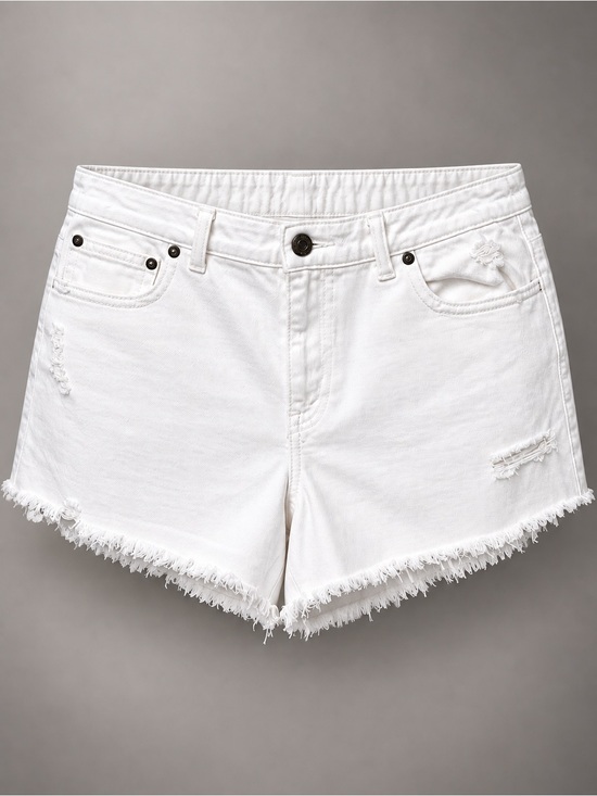 aerie Pants - aerie Cotton Blend Frayed Hem Denim Shorts (396)